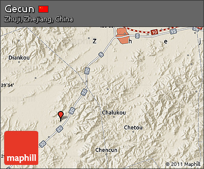Shaded Relief Map of Gecun