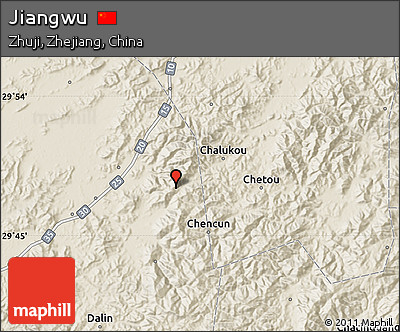 Shaded Relief Map of Jiangwu