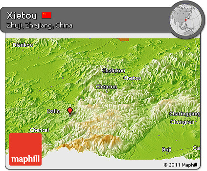 Physical Panoramic Map of Xietou