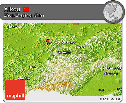 Physical Panoramic Map of Xikou