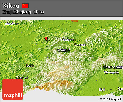 Physical Panoramic Map of Xikou
