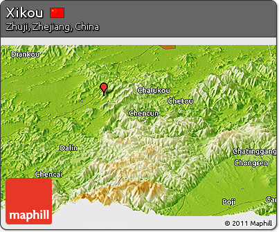 Physical Panoramic Map of Xikou
