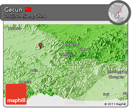Political Panoramic Map of Gecun