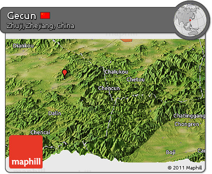 Satellite Panoramic Map of Gecun
