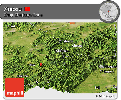 Satellite Panoramic Map of Xietou