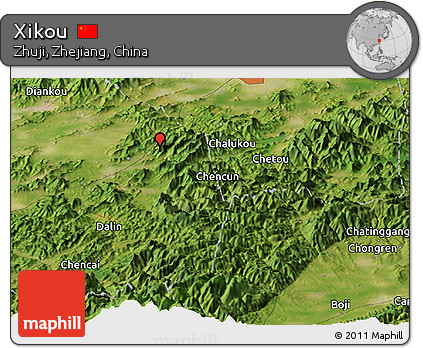 Satellite Panoramic Map of Xikou