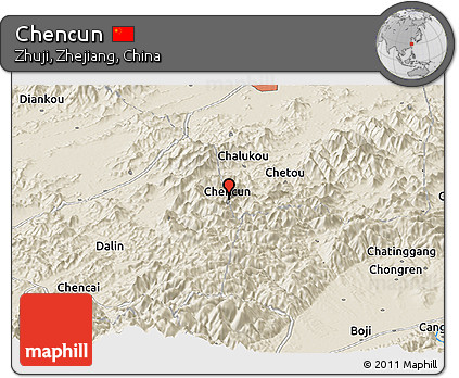 Shaded Relief Panoramic Map of Chencun