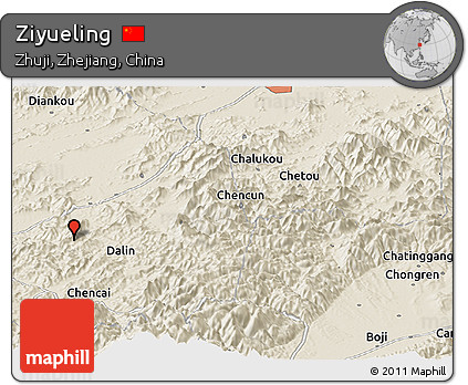 Shaded Relief Panoramic Map of Ziyueling