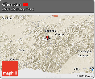 Shaded Relief Panoramic Map of Chencun