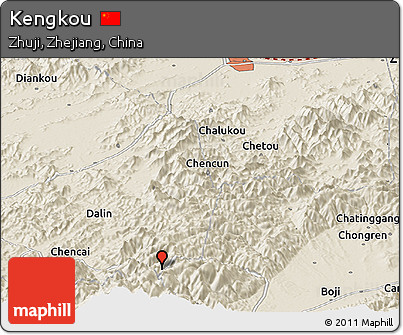 Shaded Relief Panoramic Map of Kengkou