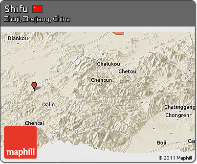 Shaded Relief Panoramic Map of Shifu