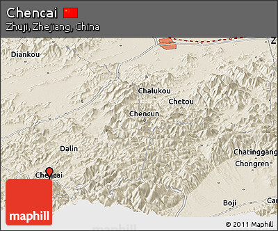 Shaded Relief Panoramic Map of Chencai