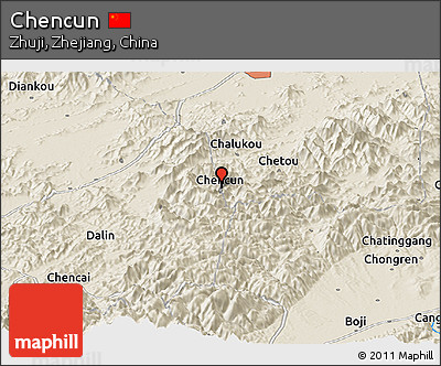 Shaded Relief Panoramic Map of Chencun