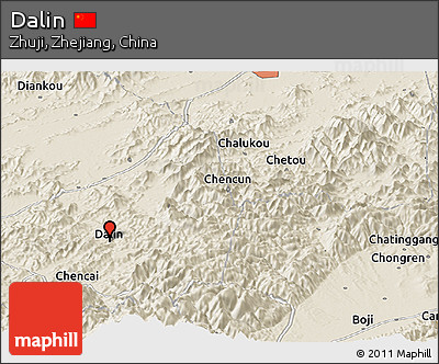 Shaded Relief Panoramic Map of Dalin
