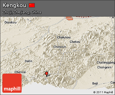 Shaded Relief Panoramic Map of Kengkou