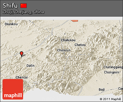 Shaded Relief Panoramic Map of Shifu
