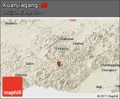 Shaded Relief Panoramic Map of Xuanjiagang
