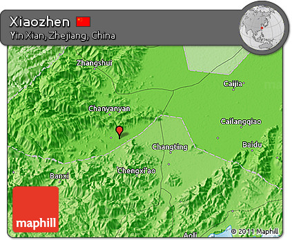 Political 3D Map of Xiaozhen