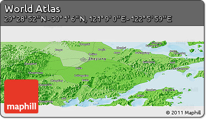Political Panoramic Map of the Area around 29° 44' 59" N, 121° 37' 30" E