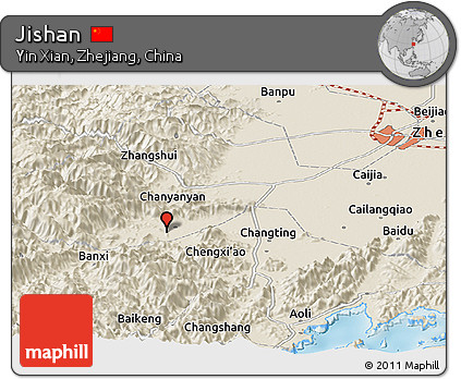 Shaded Relief Panoramic Map of Jishan