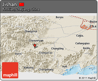 Shaded Relief Panoramic Map of Jishan
