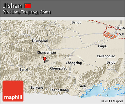 Shaded Relief Panoramic Map of Jishan