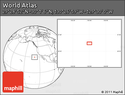Blank Location Map of the Area around 29° 44' 59" N, 129° 58' 29" W