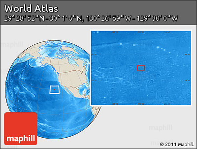 Shaded Relief Location Map of the Area around 29° 44' 59" N, 129° 58' 29" W
