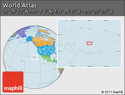 Political Location Map of the Area around 29° 44' 59" N, 130° 49' 29" W
