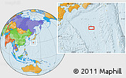 Political Location Map of the area around 29° 44' 59" N, 136° 55' 30" E