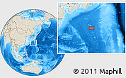 Shaded Relief Location Map of the area around 29° 44' 59" N, 136° 55' 30" E