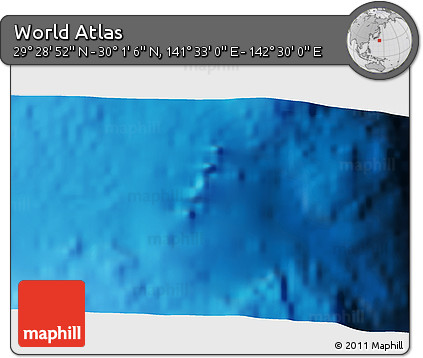Physical 3D Map of the Area around 29° 44' 59" N, 142° 1' 30" E