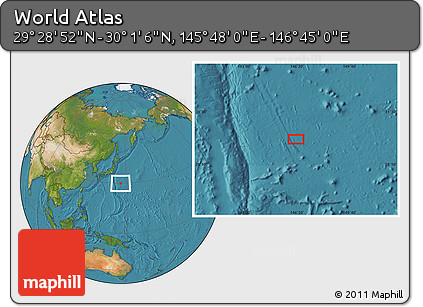 Satellite Location Map of the Area around 29° 44' 59" N, 146° 16' 30" E