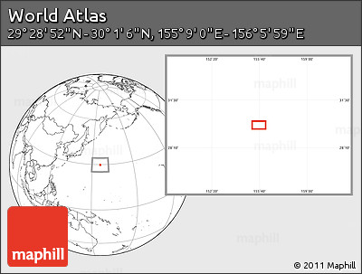 Blank Location Map of the Area around 29° 44' 59" N, 155° 37' 30" E