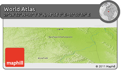 Physical Panoramic Map of the Area around 29° 44' 59" N, 15° 22' 30" E