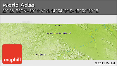 Physical Panoramic Map of the Area around 29° 44' 59" N, 15° 22' 30" E