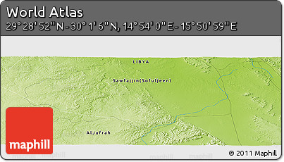 Physical Panoramic Map of the Area around 29° 44' 59" N, 15° 22' 30" E