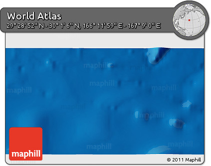 Physical 3D Map of the Area around 29° 44' 59" N, 166° 40' 30" E