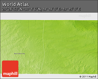 Physical 3D Map of the Area around 29° 44' 59" N, 18° 46' 29" E