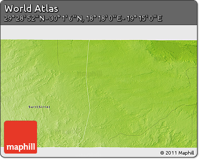 Physical 3D Map of the Area around 29° 44' 59" N, 18° 46' 29" E