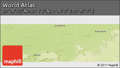 Physical Panoramic Map of the Area around 29° 44' 59" N, 1° 46' 29" E