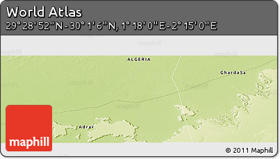 Physical Panoramic Map of the Area around 29° 44' 59" N, 1° 46' 29" E