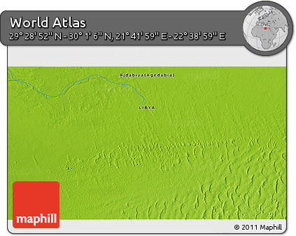 Physical 3D Map of the Area around 29° 44' 59" N, 22° 10' 29" E