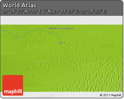 Physical 3D Map of the Area around 29° 44' 59" N, 22° 10' 29" E
