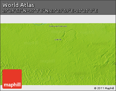 Physical 3D Map of the Area around 29° 44' 59" N, 23° 52' 30" E