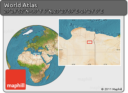 Satellite Location Map of the Area around 29° 44' 59" N, 23° 52' 30" E