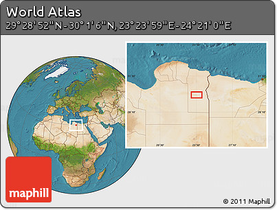 Satellite Location Map of the Area around 29° 44' 59" N, 23° 52' 30" E