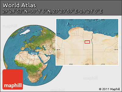 Satellite Location Map of the Area around 29° 44' 59" N, 23° 52' 30" E