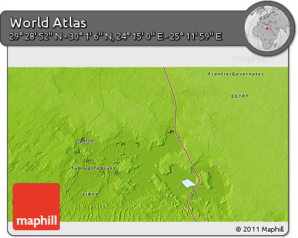 Physical 3D Map of the Area around 29° 44' 59" N, 24° 43' 30" E