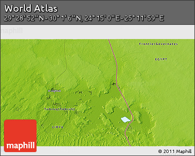 Physical 3D Map of the Area around 29° 44' 59" N, 24° 43' 30" E